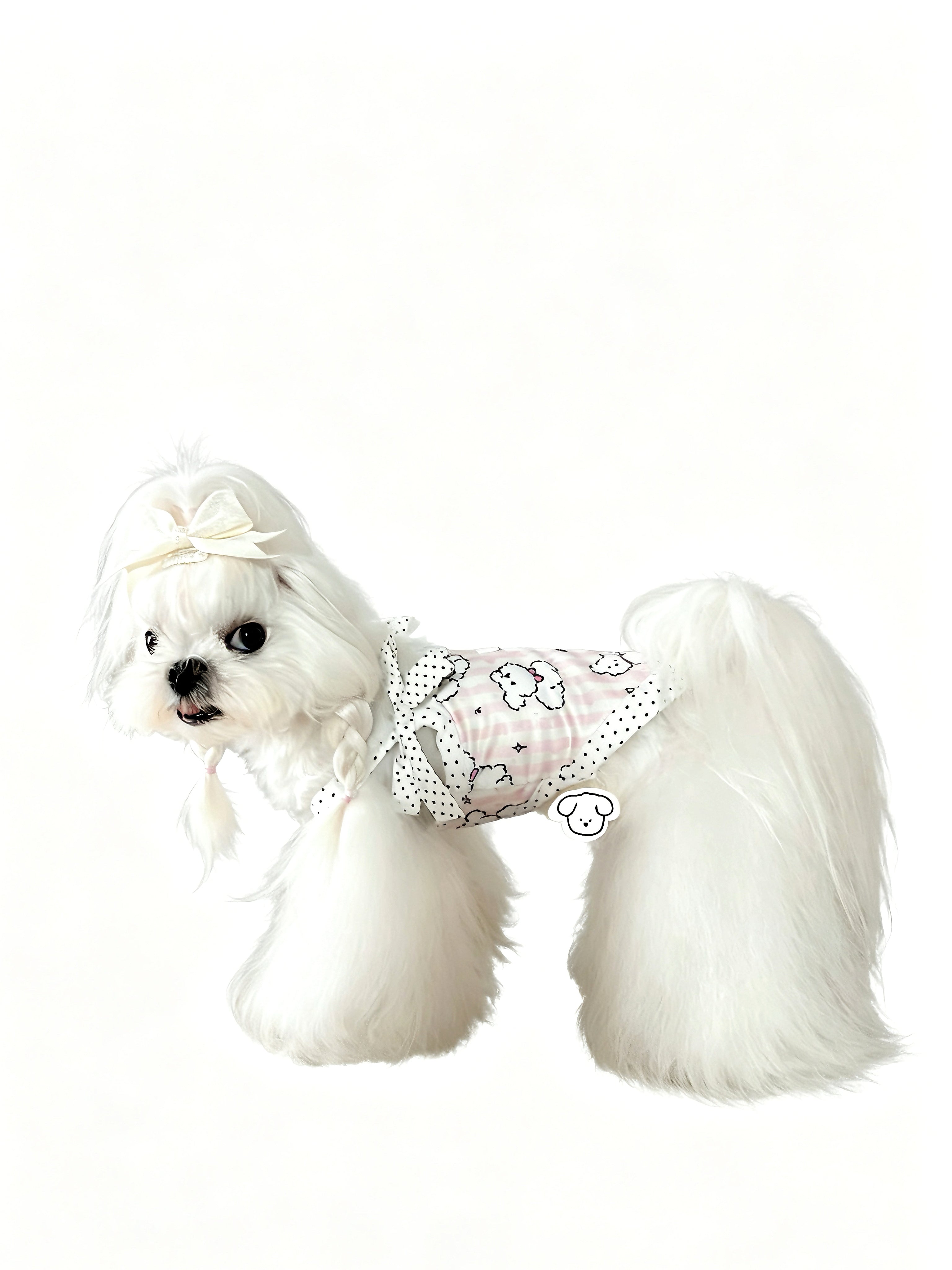Puppy Print Bow Tank